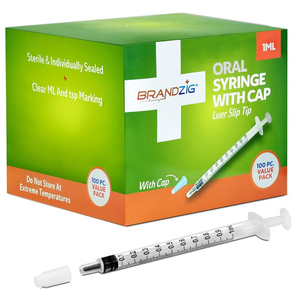 Amazon.com: 1ml Syringe with Cap (100 Pack) | Oral Dispenser